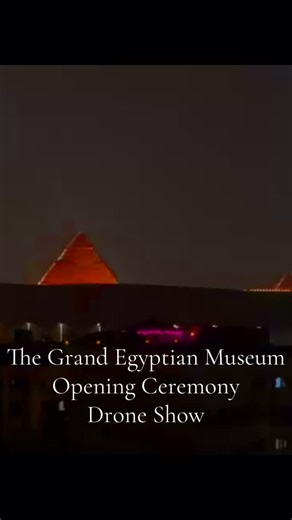 Our wonderful Egypt Guide, Hoda, watched the Opening Ceremony for the Grand Egyptian Museum from her balcony in Giza. She sent these amazing shots of the drone show celebrating the GEM. Our next Egypt tour with Hoda is in spring of 2026, join us! https://adventureswithsarah.net/tours/egypt-2026/ #grandegyptianmuseum #GEM #visitegypt #egypttours | Adventures with Sarah
