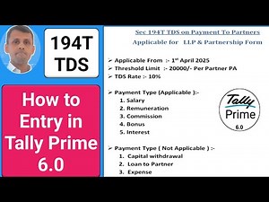Tally Prime 194T TDS Entry | 194T TDS on payment to partner in tally prime