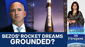 20K views · 425 reactions | #VantageOnFirstpost: Jeff Bezos' space company, Blue Origin, called off the highly anticipated debut launch of its massive New Glenn rocket. With Elon Musk’s SpaceX dominating the space market, can Bezos' dream of reaching the stars ever take off? Palki Sharma brings you the report. | Firstpost | Facebook