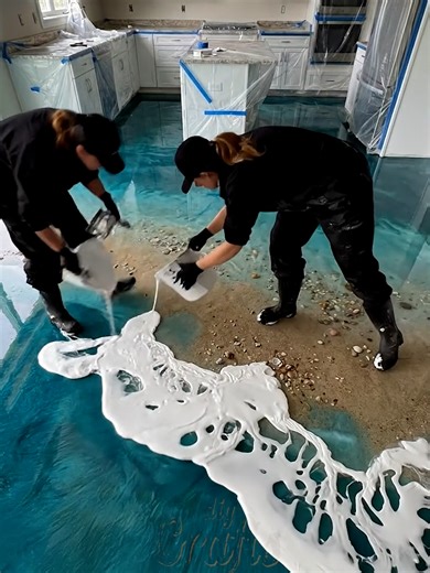 Ocean Wave Resin Kitchen Floor | Ocean Floor