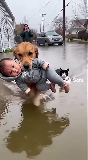 Unbelievable! Dog & Cat Rescue Baby in Philippines Flood🌊