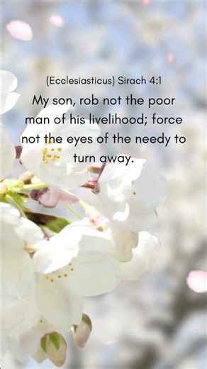 My son, rob not the poor man of his livelihood; force not the eyes of the needy to turn away.