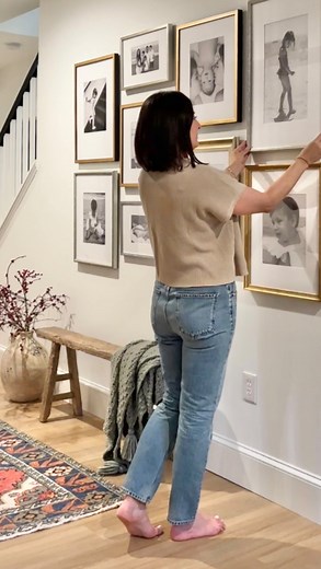 1.8M views · 39 reactions | Comment FRM705 for a link to my blog post on how I installed this gallery wall! #gallerywall #gallerywalldecor #framebridge #hallwaydecor #walldecor #wallart #pictureframes | Stefana Silber Blog | Facebook