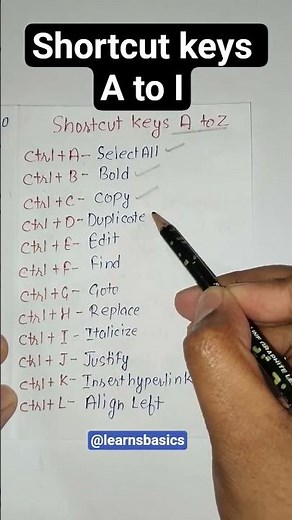 Computer Shortcut Keys A to I | Basic Shortcut Keys for Students #shorts