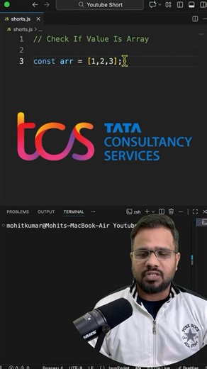 typeof fails when checking arrays in JavaScript 😅 The correct and reliable way is 👉 Array.isArray(value) ✅ A must-know trick for interviews and real-world JS/React projects! #javascript #jsinterview #codingtips #frontenddeveloper #mohitdecodes | MohitDecodes