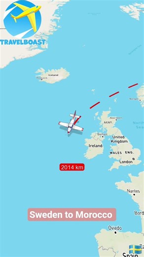 Sweden 🇸🇪 To Morocco Travel map route #ytshorts #viralshort #reels