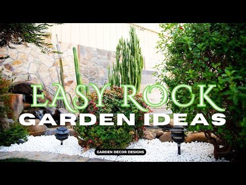 EASY ROCK GARDEN DESIGN IDEAS | SIMPLE LOW MAINTENANCE STONE GARDEN LANDSCAPING FOR OUTDOOR YARD