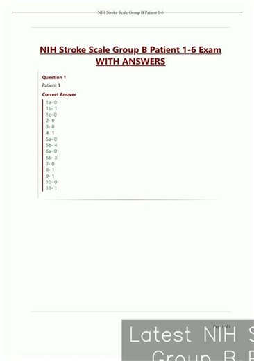 Latest NIH Stroke Scale Group B Patient 16 Exam WITH ANSWERS video