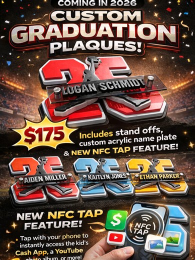 Graduation season 2026 is coming 👩‍🎓🎓 I’m updating my graduation plaque listing and I need 5 people to help me create new photos for the Class of 2026. The first five orders get 40% OFF with code 40GRAD (no spaces). These plaques are made from finished MDF with 5 layered pieces, but I can also make them in acrylic. If this style isn’t in your budget, message me — I’m always happy to create a custom graduation gift that fits your price range. Once the 5 spots are gone, the code is gone 👀✨ #ju