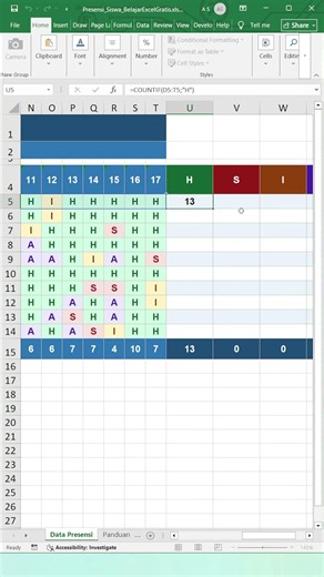 How to Automatically Calculate Student Attendance in Excel Using COUNTIF