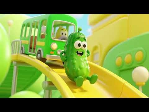 The Cucumber on the Bus Goes Slide Slide Slide | Silly Kids Songs & Nursery Rhymes