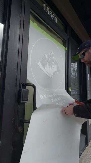 Vinyl Install on Glass 73 #satisfying #asmr #installation #barbershop #signs #vinylinstallation