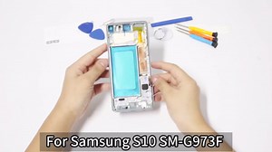 OLED for Samsung Galaxy S10 Screen Replacement G973 Display for SM-G973F SM-G973U SM-G973W SM-G9730 LCD Display Touch Screen Digitizer Full Assembly Parts Kit (Black with Frame,Support Fingerprint)