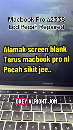 “MacBook Pro M1 tiba-tiba LCD pecah atau ada garis? 😱 Jangan risau! Di Mecnote kami buat repair LCD untuk MacBook Pro A2338 dengan harga lebih jimat daripada beli baru. Repair cepat, kualiti padu, terus boleh guna balik! 🔧💻 PM sekarang untuk check harga.”#repairmac Expert in Mac Mecnote