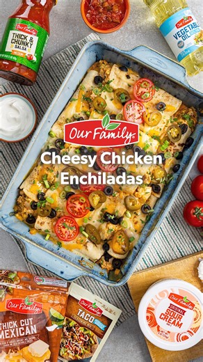 1.5K views | Whether you're craving a delicious weeknight dinner, or cooking for a crowd, this easy enchilada recipe from Our Family brings serious flavor to the dinner table! Find all the ingredients for it at your local Family Fare! | Family Fare | Facebook