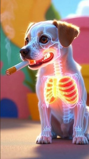 X-Ray Dog Smokes a Cigarette? 🐶🚬 | Shocking Animated Short! #shortvideo #viralvideo