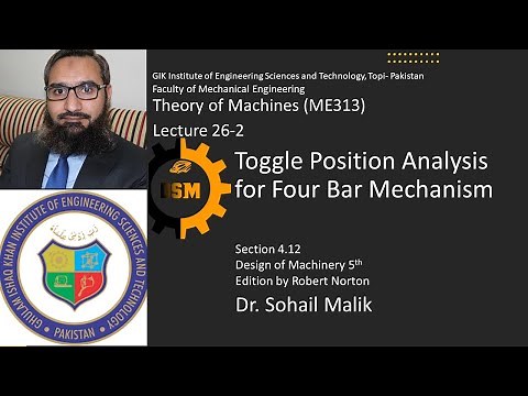 26-2 Analytical calculation of Toggle positions for a four bar mechanism | Theory of Machines