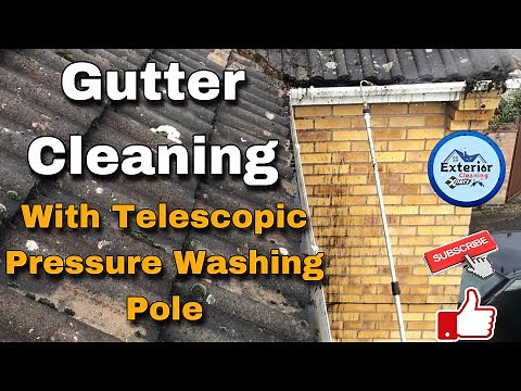 How to Gutter cleaning using telescopic pressure cleaning pole | satisfying cleaning video