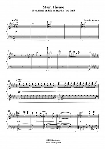 The Legend of Zelda: Breath of the Wild - Theme (Kataoka) - Piano Sheet Music