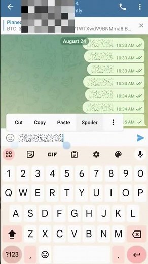 how to send invisible message on Telegram