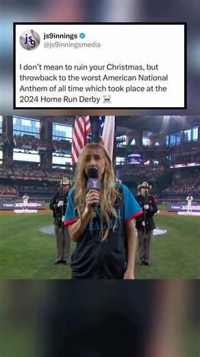 Joshua Shiffman on Instagram: "Was Ingrid Andress’ singing of the American National Anthem at the 2024 MLB Home Run Derby worse than Fergie’s singing of the American National Anthem at the 2018 NBA All Star Game⚾️🤔 - Follow (@js9innings) for insane baseball content⬅️ - Use BRUCE BOLT code “JS9” for an exclusive offer on your next order for the best baseball equipment and accessories ⚡️ - Via - (@mlb) - #baseball #mlb #sports #singing #fail"