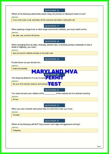 MARYLAND MVA PERMIT TEST video