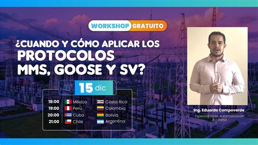 Protocolos MMS, GOOSE y SV por el Ing. Eduardo Campoverde  Descubre cómo estos protocolos están mejorando la automatización y digitalización de las subestaciones eléctricas en este ⚡WORKSHOP + Certificación gratuita en "¿Cuándo y cómo aplicar los protocolos MMS, GOOSE y SV?"  Fecha: 15 de diciembre a las 7:00 pm (UTC -05:00)  Regístrate aquí: https://bit.ly/3R7pH2u RUC 20602273637 | Ingeniería y Energía INEL EIRL | Inel Institute of Technology | Facebook