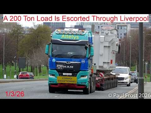 A 200 ton Abnormal Load is escorted through Liverpool.