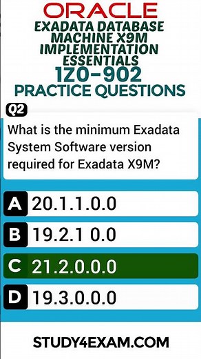 Oracle 1Z0-902 Exam Question | Exadata Database Machine Essentials 2025