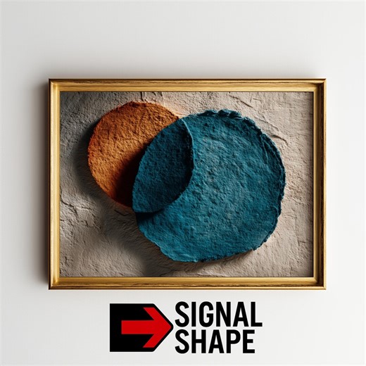 Large Teal Oval and Rust Circle Printable Wall Art, Modern Abstract Textured Decor, Earthy Paper Collage, Apartment Office Art 14 - Etsy