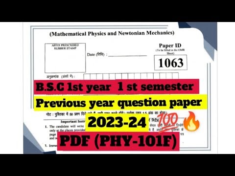 B.Sc Math 1st Year Physics PHY-101F | Important Notes PDF | Exam Oriented | Hindi
