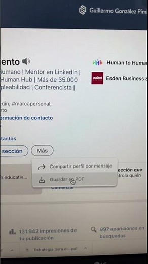 Descarga tu perfil de LinkedIn en PDF.