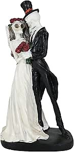 Ebros Gift Day of The Dead Wedding Proposal Skeletons Bride and Groom Couple with Red Rose Flower Bouquet Figurine Gothic Macabre Fantasy Halloween Love Never Dies Accent Sculpture