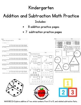 Grade K- Addition and Subtraction Practice-MA.K.NSO.3.1
