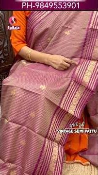 Vintage Semi Pattu Sarees ✨ Checks & Zari Weaving Elegance @sailajasilks 9849553901 #sareelove