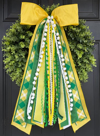 Augusta Door Bow | Spring Easter Porch Decor | Classic Plaid Ribbon Accent - Etsy