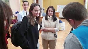 Angelina Jolie visits displaced Ukrainians in Lviv