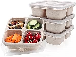 Snackle Box Container,Meal Prep Containers Reusable, 4 Compartments Meal Prep Lunch Containers for Candy, Nuts, Cookies, Fruit, Snacks, Party Favor, Wedding, Home Decor