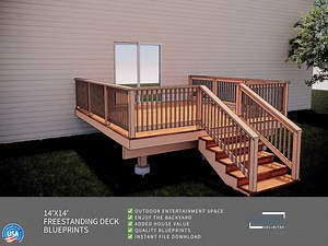 Freestanding Deck Plans 14x14 for DIY Construction and Permit - Etsy