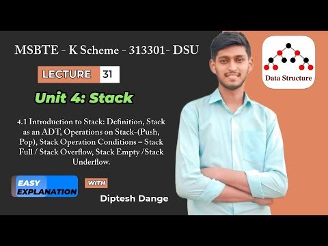 Unit 4 - Stack | PUSH , POP & Stack Overflow , Stack Underflow | MSBTE K Scheme | SY | 4.1 DSU