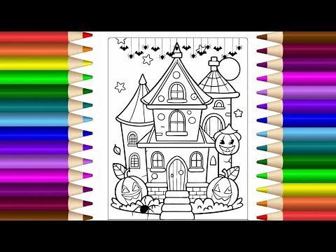 Coloring a Haunted House | Halloween Coloring Pages