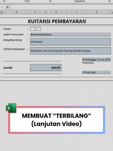 Membuat Teks Terbilang Otomatis di Excel