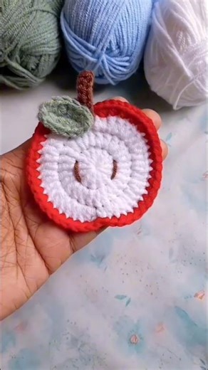 Creat Crochet Apple Coaster🍎. #crochet #applecoaster #handmade #crochetideas #beginners #madesome