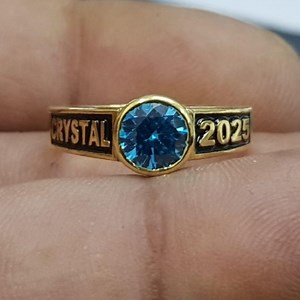 Custom Class Ring, Sterling Silver & 10KT Gold, Birthstone Jewelry - Etsy