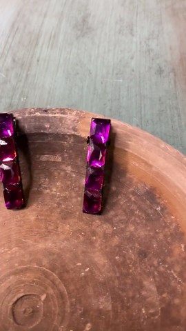 Purple Iridescent Square Rhinestone Mini Alligator Clip Set