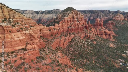 4K 60fps drone video of epic sedona arizona red rock mountains with a gradient of different colors and textures in the desert