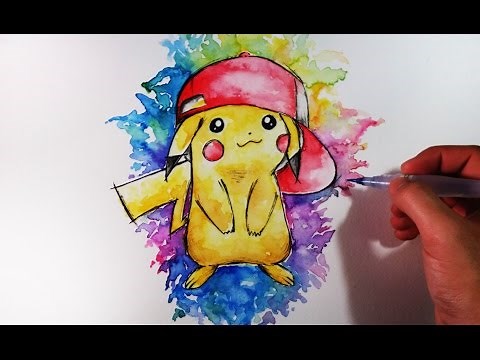 Cómo Dibujar a Pikachu con acuarelas (Multicolor) | How to draw Pikachu | Pokemon