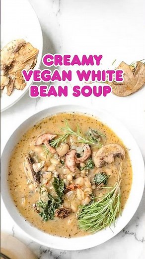 Creamy Vegan White Bean Soup | #veganrecipes #dairyfreerecipes #plantbasedrecipes