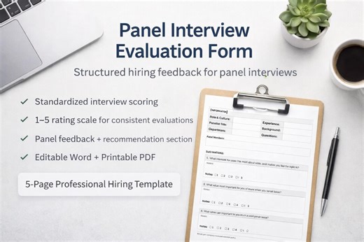 Panel Interview Evaluation Form | Structured Hiring Scorecard (editable PDF) - Etsy