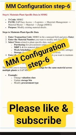 Sap MM Configuration step -6 for beginners.#sapmaterialmanagement #viral #education #tutorial#yt